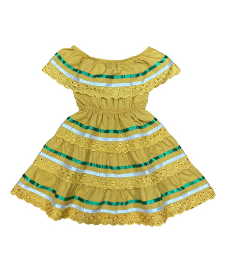 Honey Traditional Mexican Fiesta Dress - Honey, Traditional Mexican Style, Sizes 2-14 (1 Piece)