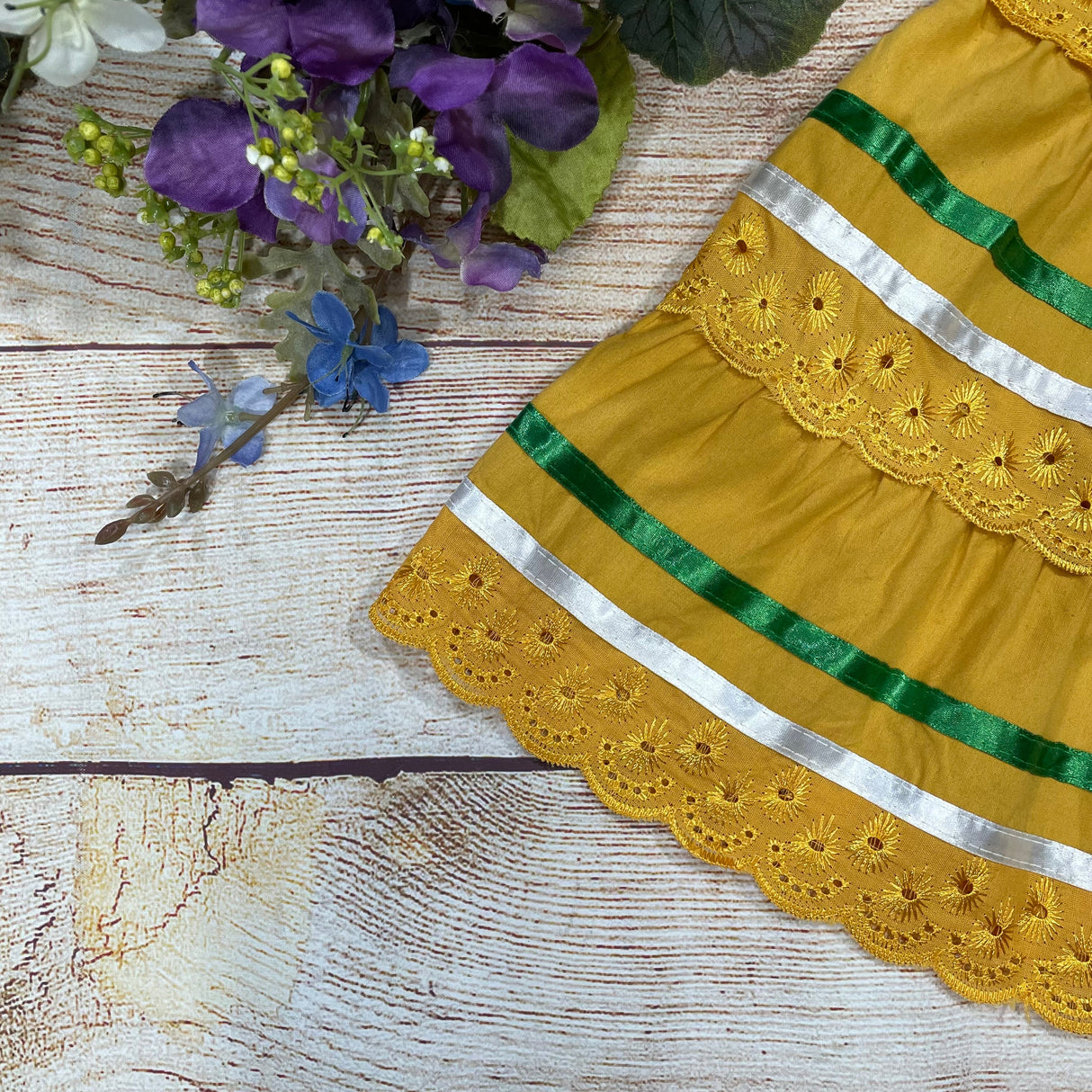 Honey Traditional Mexican Fiesta Dress - Honey, Traditional Mexican Style, Sizes 2-14 (1 Piece)