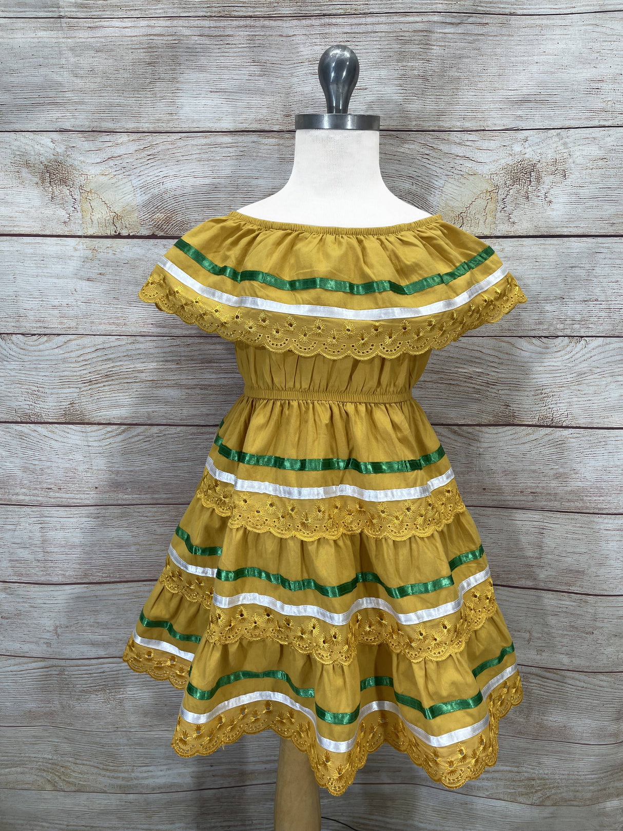 Honey Traditional Mexican Fiesta Dress - Honey, Traditional Mexican Style, Sizes 2-14 (1 Piece)
