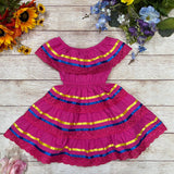 Traditional Mexican Cinco De Mayo Fiesta Dress - Pink, Girls Dress (Sizes 2-14)