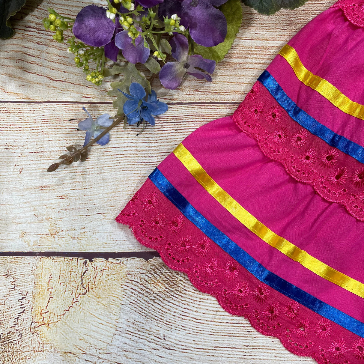Traditional Mexican Cinco De Mayo Fiesta Dress - Pink, Girls Dress (Sizes 2-14)