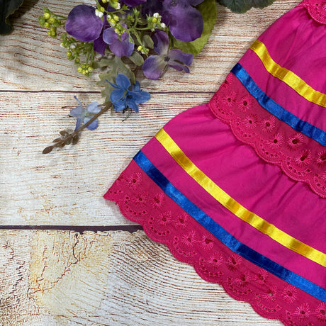 Traditional Mexican Cinco De Mayo Fiesta Dress - Pink, Girls Dress (Sizes 2-14)