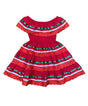 Girl's Red X Traditional Mexican Cinco De Mayo Fiesta Dress - Red, Traditional Mexican Style, Sizes 2-14 (1 Piece)