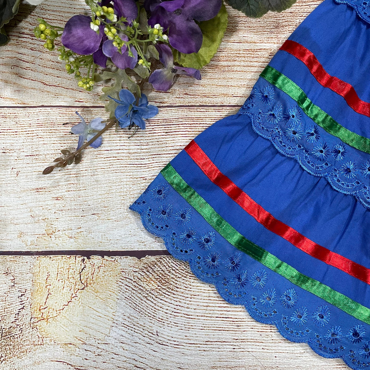 Royal X Traditional Mexican Fiesta Dress - Royal Blue, Cinco De Mayo Style, Sizes 2-14 (1 Piece)