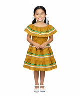 Honey Traditional Mexican Fiesta Dress - Honey, Traditional Mexican Style, Sizes 2-14 (1 Piece)
