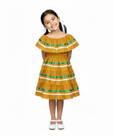 Honey Traditional Mexican Fiesta Dress - Honey, Traditional Mexican Style, Sizes 2-14 (1 Piece)