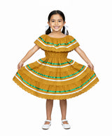 Honey Traditional Mexican Fiesta Dress - Honey, Traditional Mexican Style, Sizes 2-14 (1 Piece)