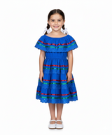 Royal X Traditional Mexican Fiesta Dress - Royal Blue, Cinco De Mayo Style, Sizes 2-14 (1 Piece)