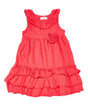 Girl Ruffle Dress With Flower Cotton Blend Fabric - Coral, Fuchsia, Periwrinkle, Mint, Ruffle, 2-8 (1 Piece)