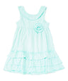 Girl Ruffle Dress With Flower Cotton Blend Fabric - Coral, Fuchsia, Periwrinkle, Mint, Ruffle, 2-8 (1 Piece)