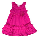 Girl Ruffle Dress With Flower Cotton Blend Fabric - Coral, Fuchsia, Periwrinkle, Mint, Ruffle, 2-8 (1 Piece)