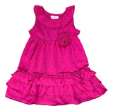 Girl Ruffle Dress With Flower Cotton Blend Fabric - Coral, Fuchsia, Periwrinkle, Mint, Ruffle, 2-8 (1 Piece)