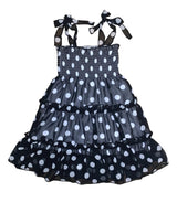 Girl Chiffon Dress Polka Dots A - Chiffon Fabric, Polka Dots, Purple, Black, Mint, 5-14 (1 Piece)