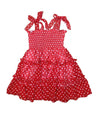 Girl Chiffon Dress Chiffon Fabric - Polka Dots B, Mint, Pink, Purple, Red, 2-8 (1 Piece)