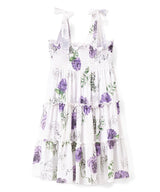 Girl Chiffon Dress Chiffon Fabric - Blooming Floral Pattern, Birdies Or Purple Rose, Straps (1 Dress)