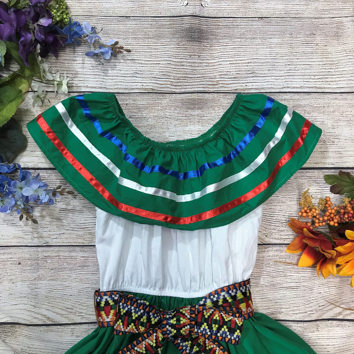 Unik Girl's Fancy Traditional Mexican Cinco De Mayo Fiesta Dress - Colorful Embroidered Fiesta Dress, Size 4-14 (1 Piece)