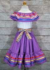 Unik Girl's Fancy Traditional Mexican Cinco De Mayo Fiesta Dress - Colorful Embroidered Fiesta Dress, Size 4-14 (1 Piece)