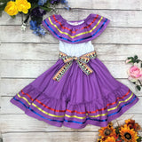 Unik Girl's Fancy Traditional Mexican Cinco De Mayo Fiesta Dress - Colorful Embroidered Fiesta Dress, Size 4-14 (1 Piece)