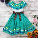 Unik Girl's Fancy Traditional Mexican Cinco De Mayo Fiesta Dress - Colorful Embroidered Fiesta Dress, Size 4-14 (1 Piece)