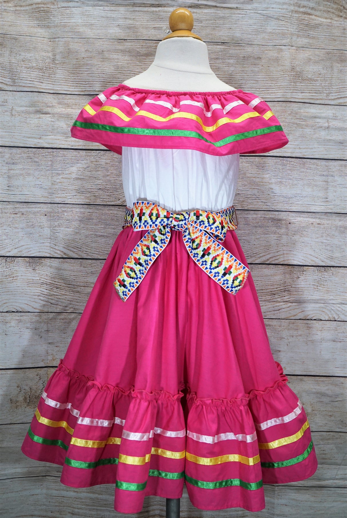 Unik Girl's Fancy Traditional Mexican Cinco De Mayo Fiesta Dress - Colorful Embroidered Fiesta Dress, Size 4-14 (1 Piece)