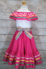 Unik Girl's Fancy Traditional Mexican Cinco De Mayo Fiesta Dress - Colorful Embroidered Fiesta Dress, Size 4-14 (1 Piece)