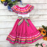 Unik Girl's Fancy Traditional Mexican Cinco De Mayo Fiesta Dress - Colorful Embroidered Fiesta Dress, Size 4-14 (1 Piece)