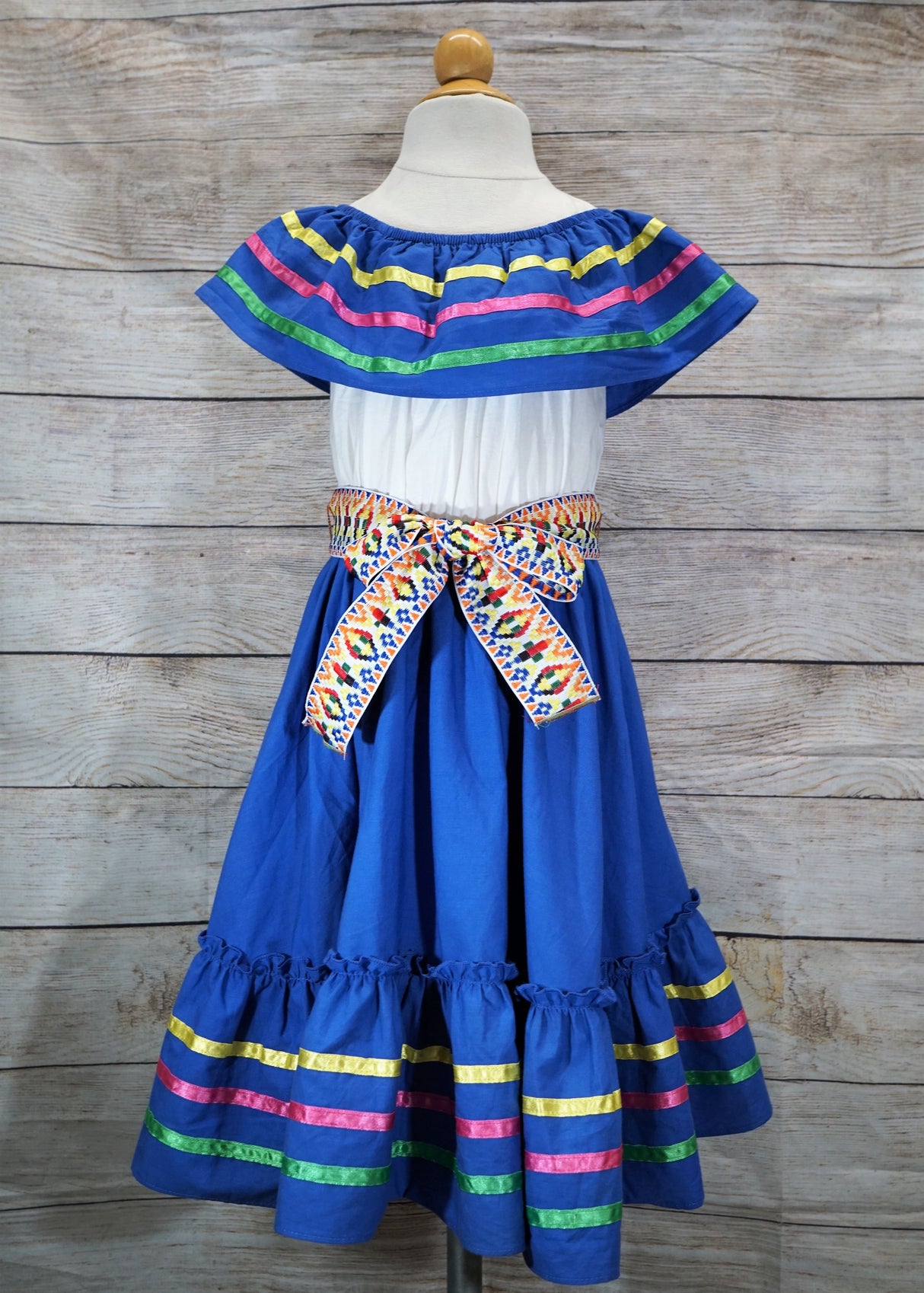 Unik Girl's Fancy Traditional Mexican Cinco De Mayo Fiesta Dress - Colorful Embroidered Fiesta Dress, Size 4-14 (1 Piece)