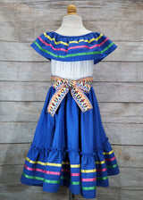 Unik Girl's Fancy Traditional Mexican Cinco De Mayo Fiesta Dress - Colorful Embroidered Fiesta Dress, Size 4-14 (1 Piece)