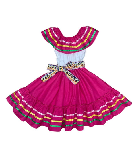 Unik Girl's Fancy Traditional Mexican Cinco De Mayo Fiesta Dress - Colorful Embroidered Fiesta Dress, Size 4-14 (1 Piece)