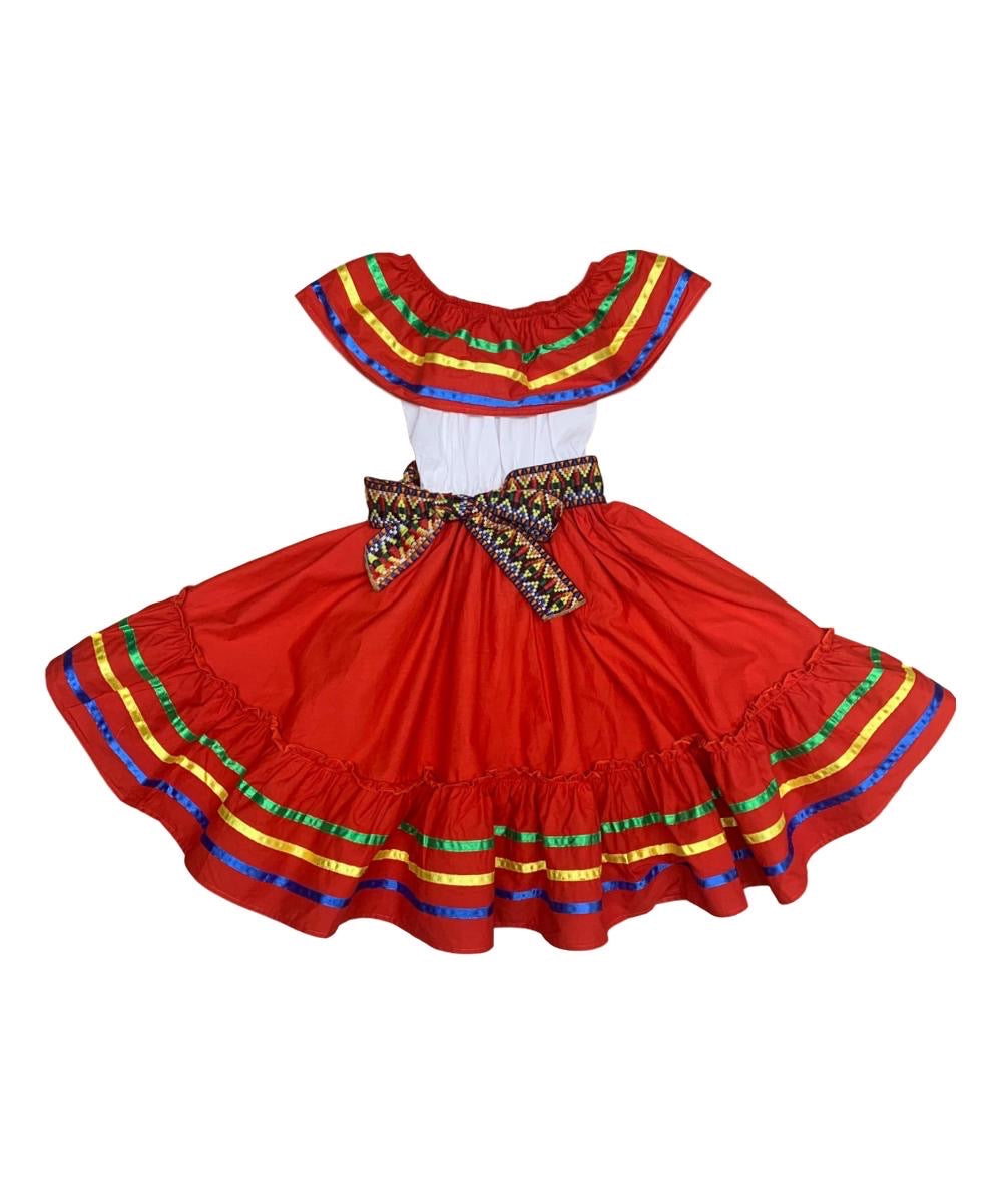 Unik Girl's Fancy Traditional Mexican Cinco De Mayo Fiesta Dress - Colorful Embroidered Fiesta Dress, Size 4-14 (1 Piece)