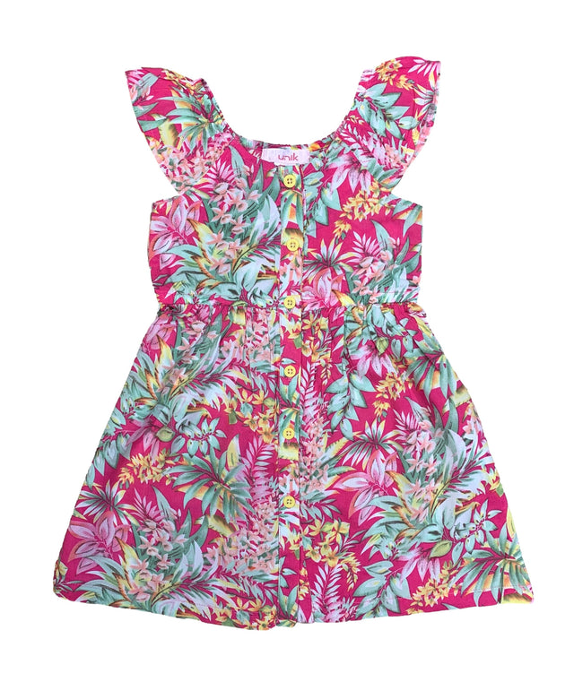 Rayon Flower Dress Rayon Fabric - Pink Hawaii, Purple Mistery, Red Floral, Girls Dress, Sizes 2-8 (1 Piece)