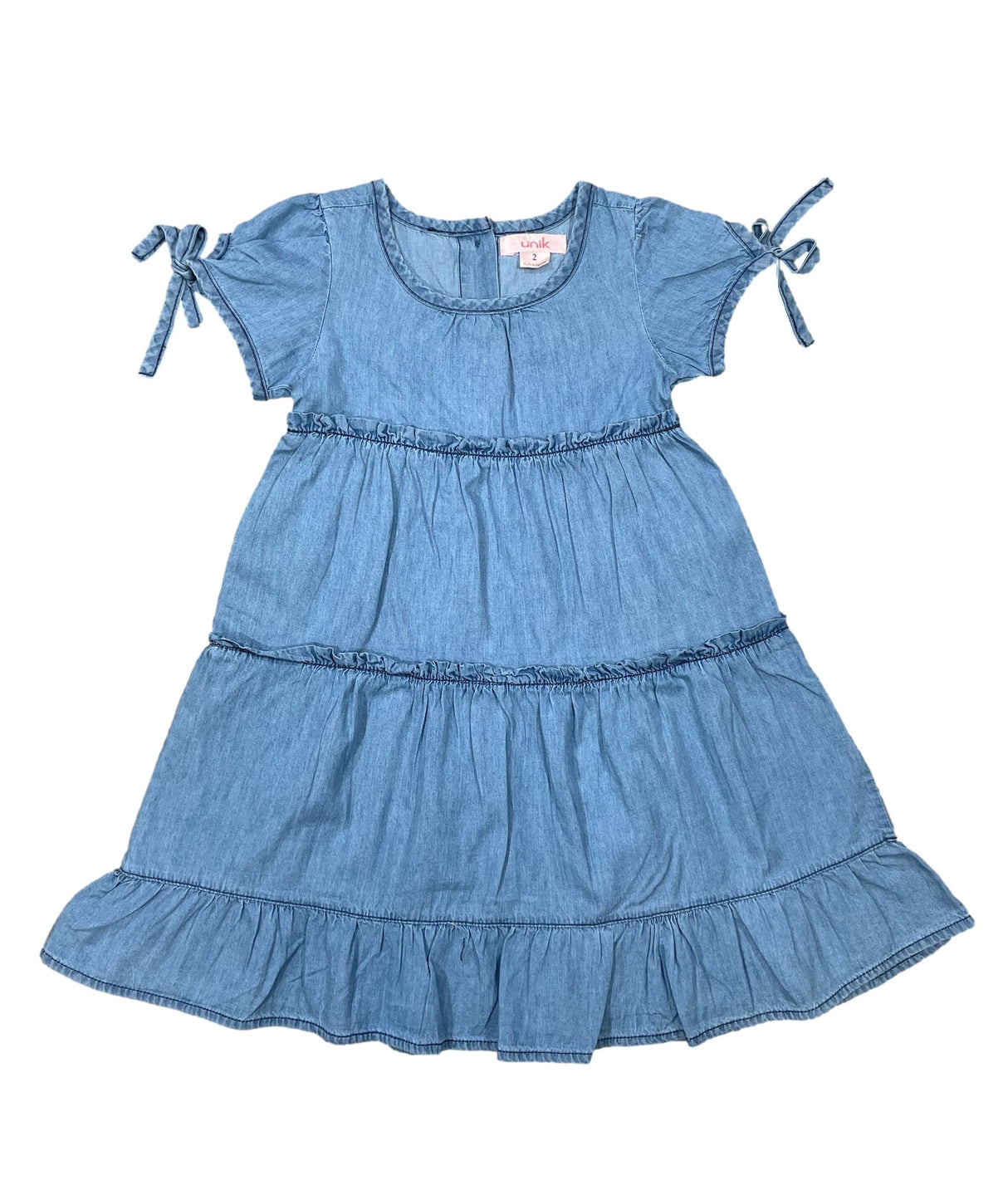 Girl Denim Dress 100 Percent Cotton Fabric - Polka Dots, Chambray, Leaf, Diamond, Floral, Colorful Pattern, Sizes 2-8 (1 Piece)