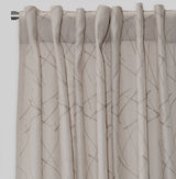 Bailey Curtain Panels Polyester Fabric - Embroidered Geometric Pattern, Beige, 54" X 96", Rod Pocket (Sold By The Pair)