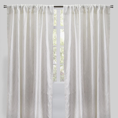 Bailey Curtain Panels Polyester Fabric - Embroidered Geometric Pattern, Beige, 54" X 96", Rod Pocket (Sold By The Pair)