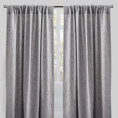 Bailey Curtain Panels Polyester Fabric - Embroidered Geometric Pattern, Beige, 54" X 96", Rod Pocket (Sold By The Pair)