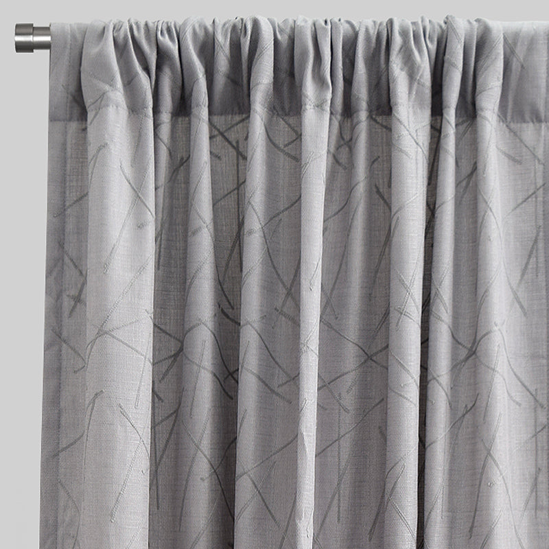 Bailey Curtain Panels Polyester Fabric - Embroidered Geometric Pattern, Beige, 54" X 96", Rod Pocket (Sold By The Pair)