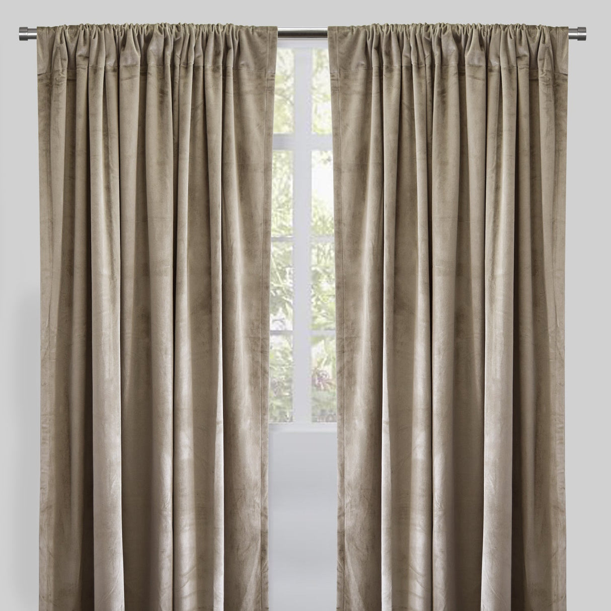 Calypso Velvet Fabric - Solid Pewter, 54" X 84" (2 Panels)