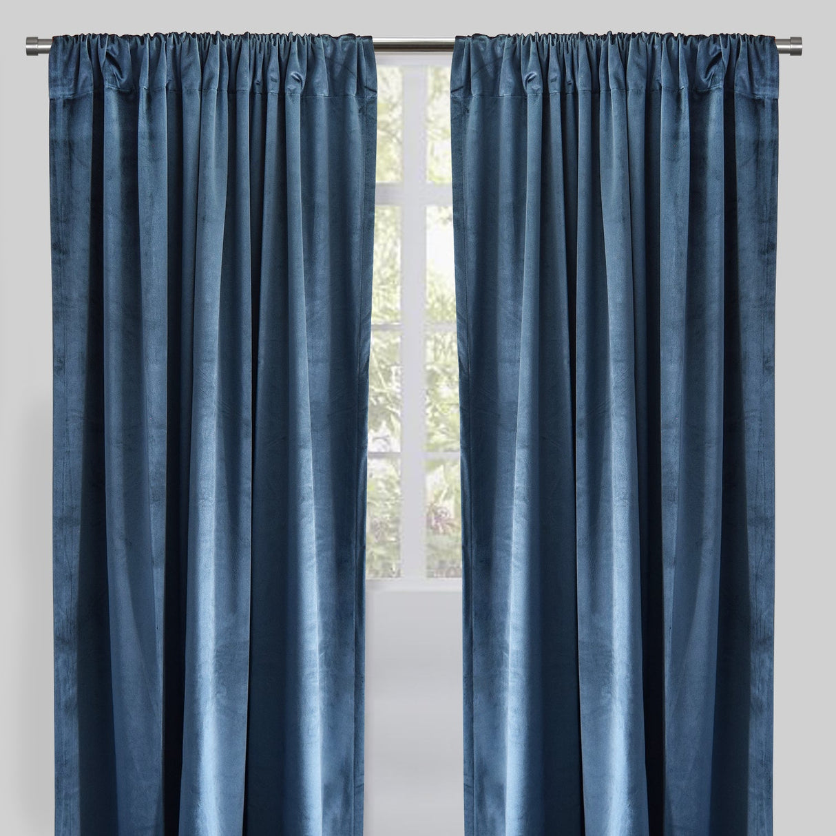 Calypso Velvet Fabric - Solid Pewter, 54" X 84" (2 Panels)