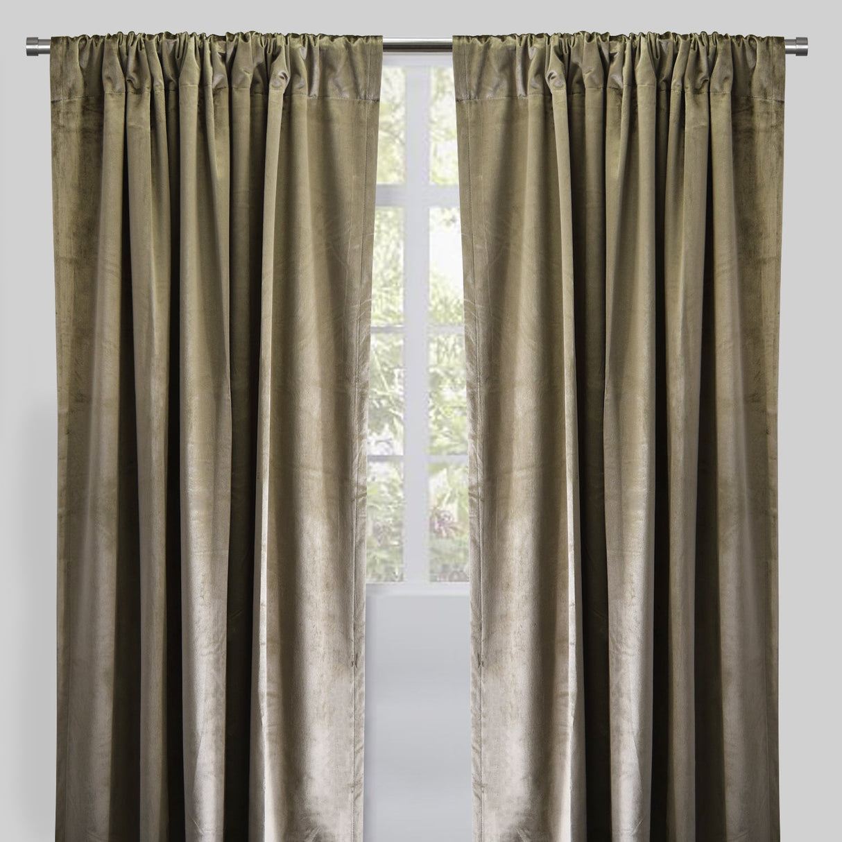 Calypso Velvet Fabric - Solid Pewter, 54" X 84" (2 Panels)