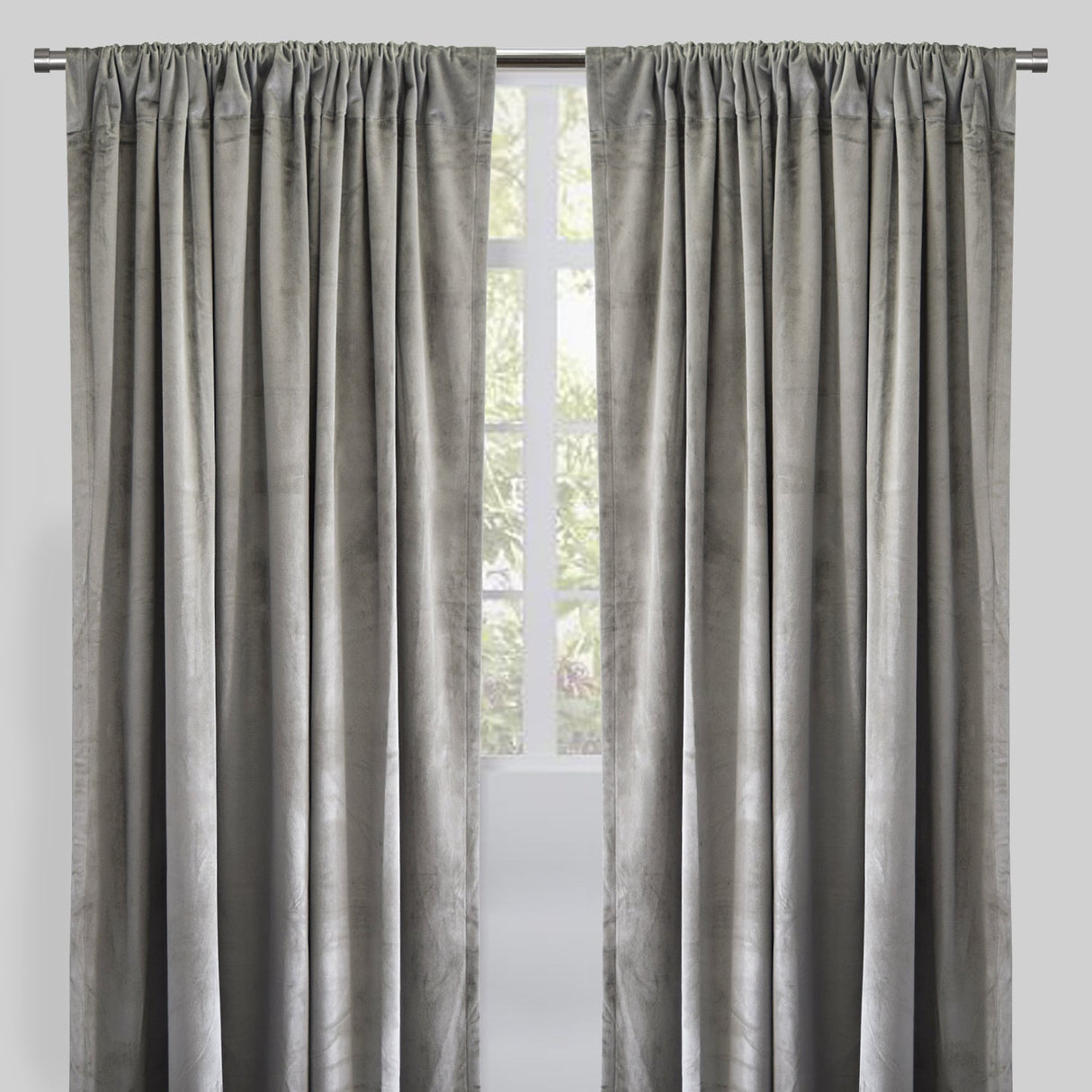 Calypso Velvet Fabric - Solid Pewter, 54" X 84" (2 Panels)
