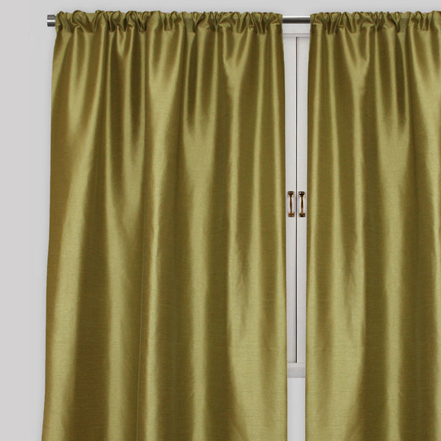 Caprice Faux Silk Fabric - Solid Kiwi, 54" X 96" Width (1 Pair)