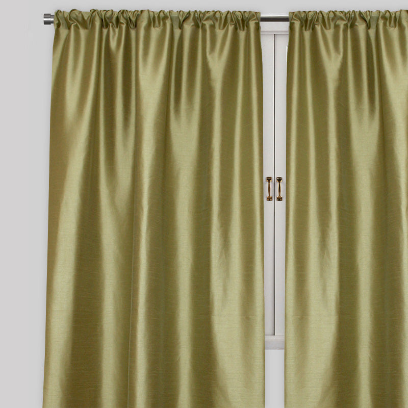 Caprice Faux Silk Fabric - Solid Kiwi, 54" X 96" Width (1 Pair)