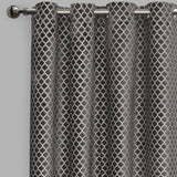 Central Geometric Cut Velvet Fabric - Moroccan Lattice Pattern, 54" X 96" (Sold By The Pair)