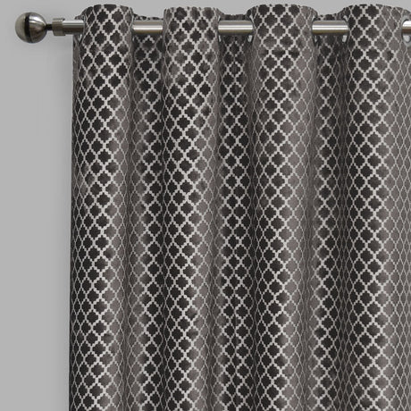 Central Geometric Cut Velvet Fabric - Moroccan Lattice Pattern, 54" X 96" (Sold By The Pair)