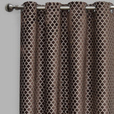 Central Geometric Cut Velvet Fabric - Moroccan Lattice Pattern, 54" X 96" (Sold By The Pair)