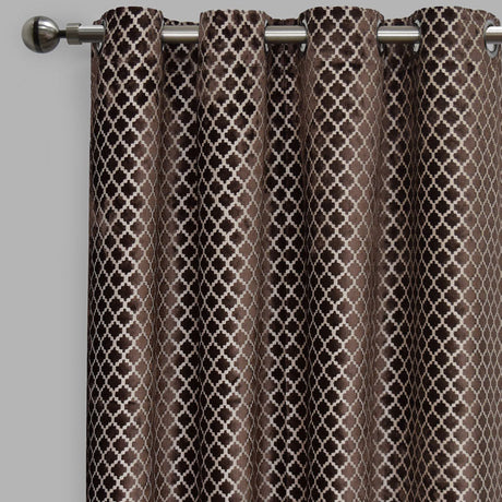 Central Geometric Cut Velvet Fabric - Moroccan Lattice Pattern, 54" X 96" (Sold By The Pair)
