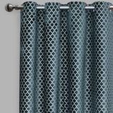 Central Geometric Cut Velvet Fabric - Moroccan Lattice Pattern, 54" X 96" (Sold By The Pair)