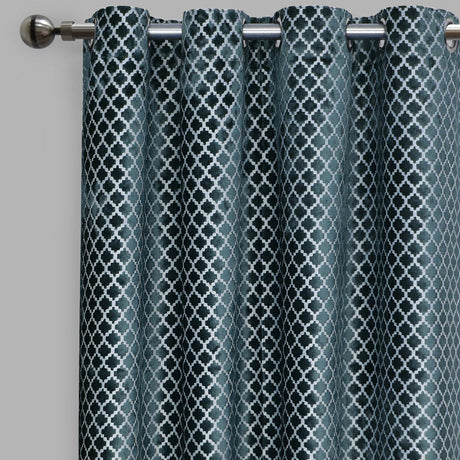 Central Geometric Cut Velvet Fabric - Moroccan Lattice Pattern, 54" X 96" (Sold By The Pair)