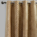 Central Geometric Cut Velvet Fabric - Moroccan Lattice Pattern, 54" X 96" (Sold By The Pair)