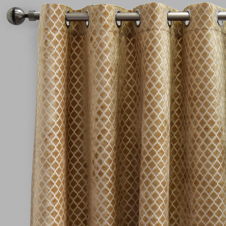 Central Geometric Cut Velvet Fabric - Moroccan Lattice Pattern, 54" X 96" (Sold By The Pair)